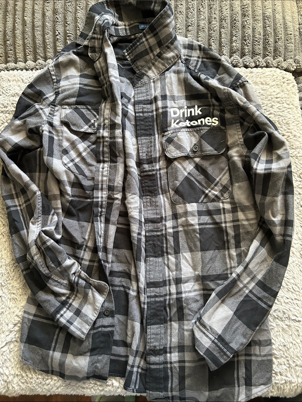 Drink Katones Gray Plaid Men's Button-Down Shirt